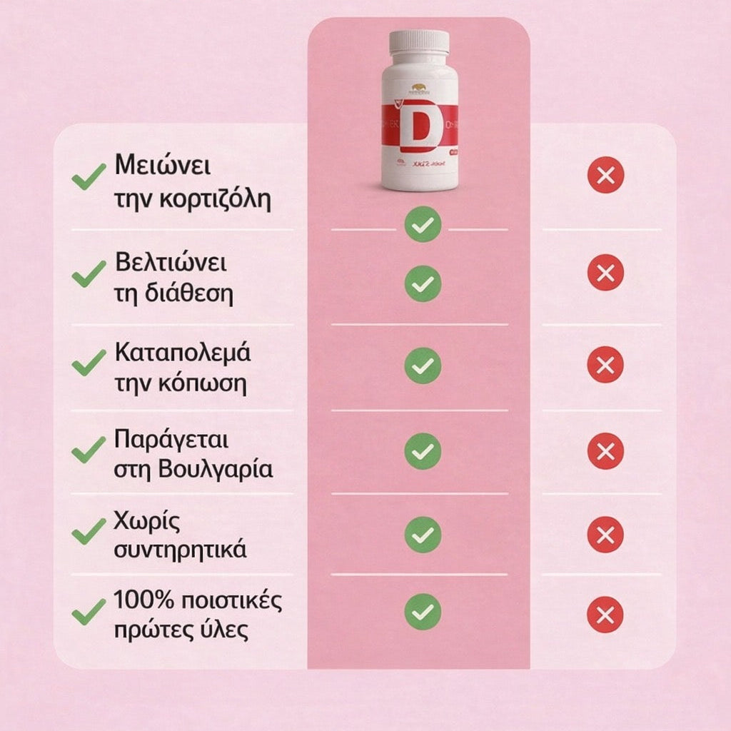 Βιταμίνη D3+K2 για χαμηλά επίπεδα κορτιζόλης