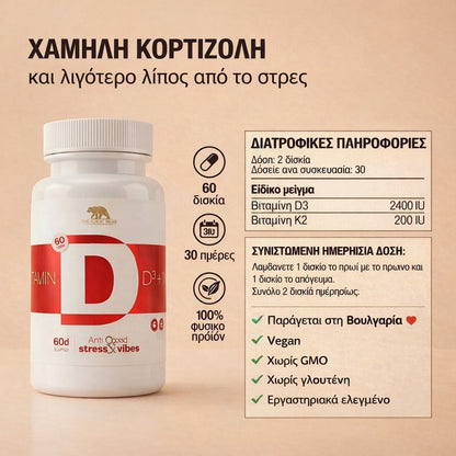 Βιταμίνη D3+K2 για χαμηλά επίπεδα κορτιζόλης